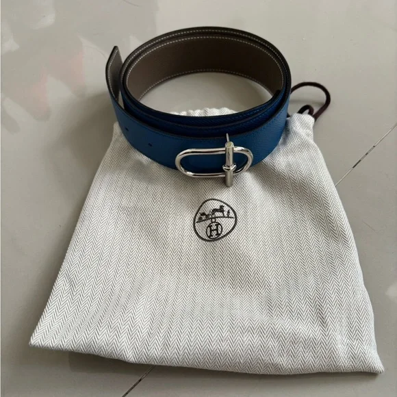 100% Authentic HERMES Ithaque belt buckle & Reversible leather strap 90cm - Picture 6 of 15